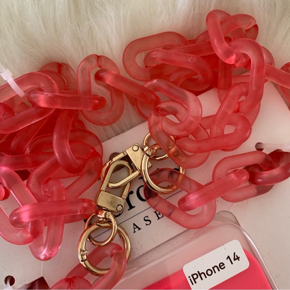 Pink Crossbody iPhone 14 Phone Case Chain link Strap - Picture 14 of 14